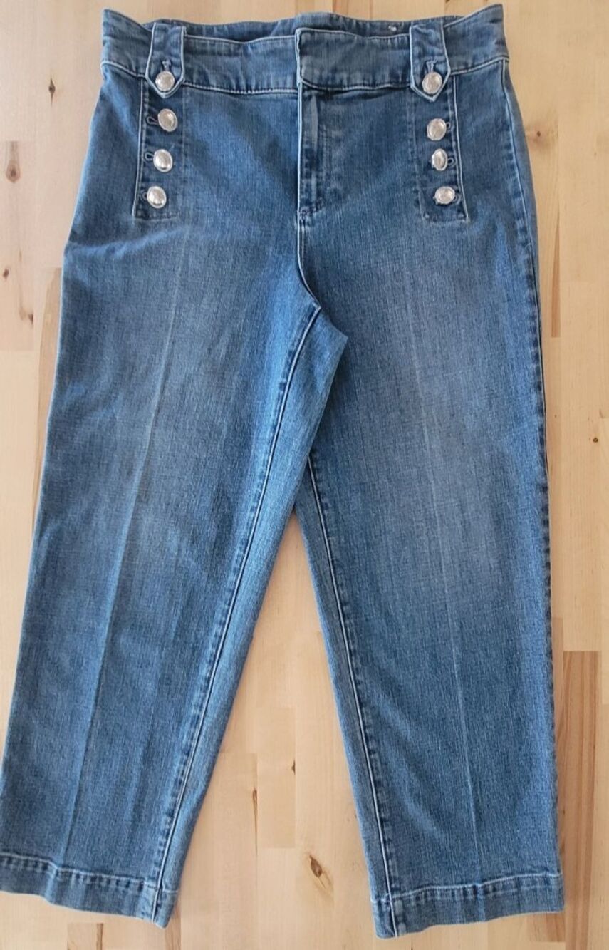 Talbots Jeans Womens Size 8 Blue Wash High Rise Straight Ankle Sailor Nautical - Picture 2 of 5